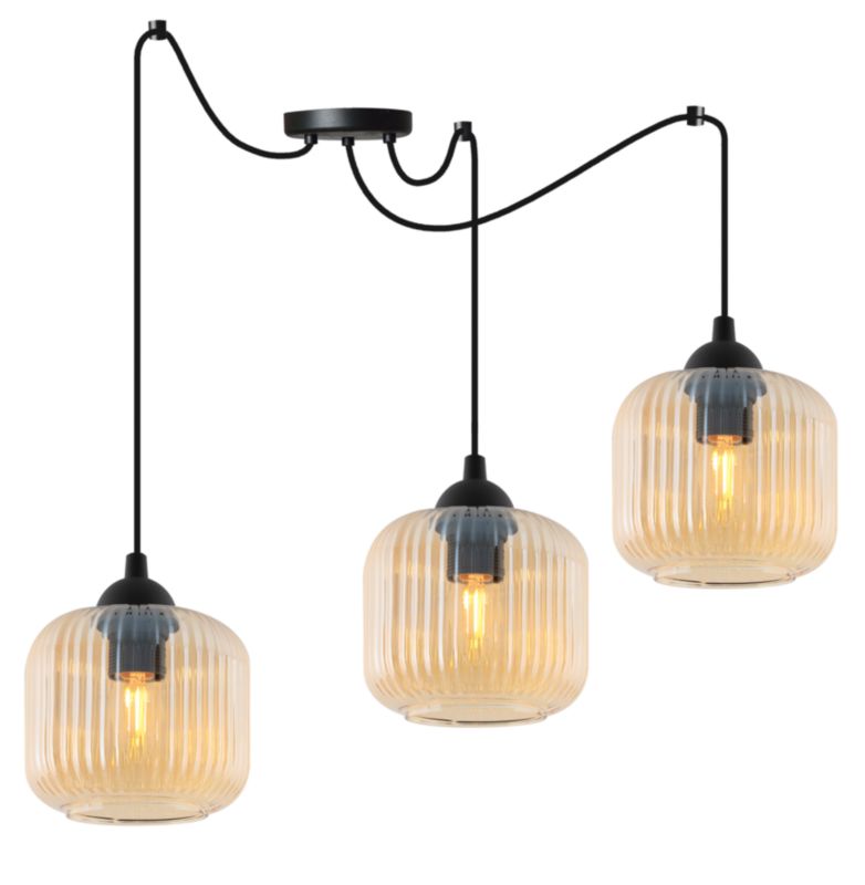 Lampa sufitowa wisząca pozioma Light Home LH Riffle Walec 3x E27 60W miodowy 1szt.