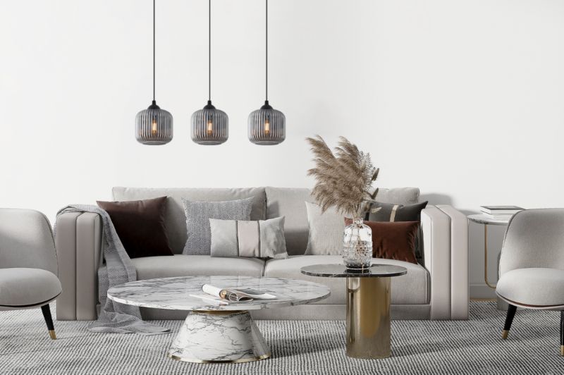Lampa sufitowa wisząca pozioma Light Home LH Riffle Walec 3x E27 60W szary 1szt.