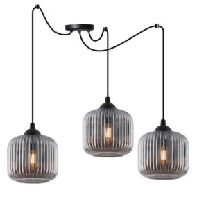 Lampa sufitowa wisząca pozioma Light Home LH Riffle Walec 3x E27 60W szary 1szt.