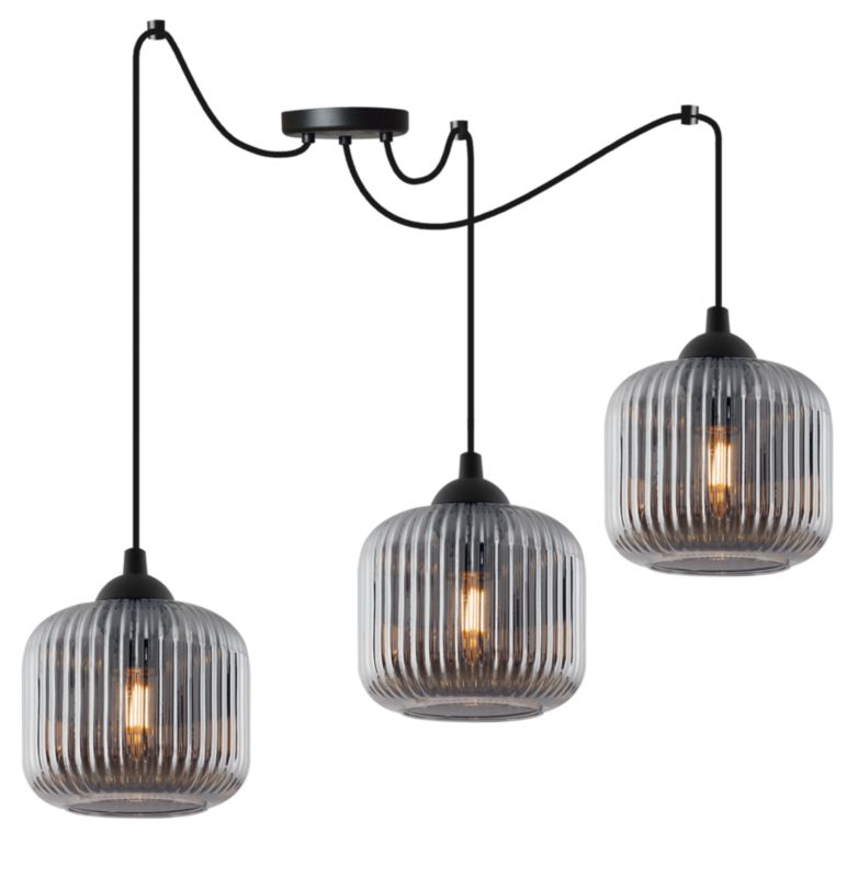 Lampa sufitowa wisząca pozioma Light Home LH Riffle Walec 3x E27 60W szary 1szt.