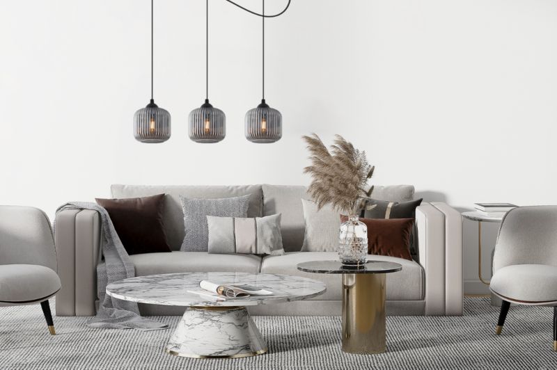 Lampa sufitowa wisząca pozioma Light Home LH Riffle Walec 3x E27 60W szary 1szt.