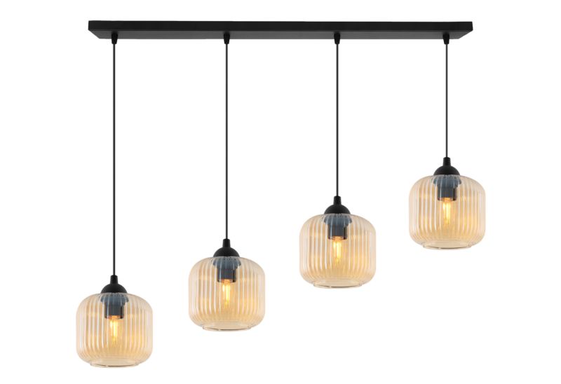 Lampa sufitowa wisząca pozioma Light Home LH Riffle Walec 4x E27 60W miodowy 1szt.