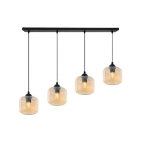 Lampa sufitowa wisząca pozioma Light Home LH Riffle Walec 4x E27 60W miodowy 1szt.