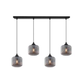 Lampa sufitowa wisząca pozioma Light Home LH Riffle Walec 4x E27 60W szary1szt.