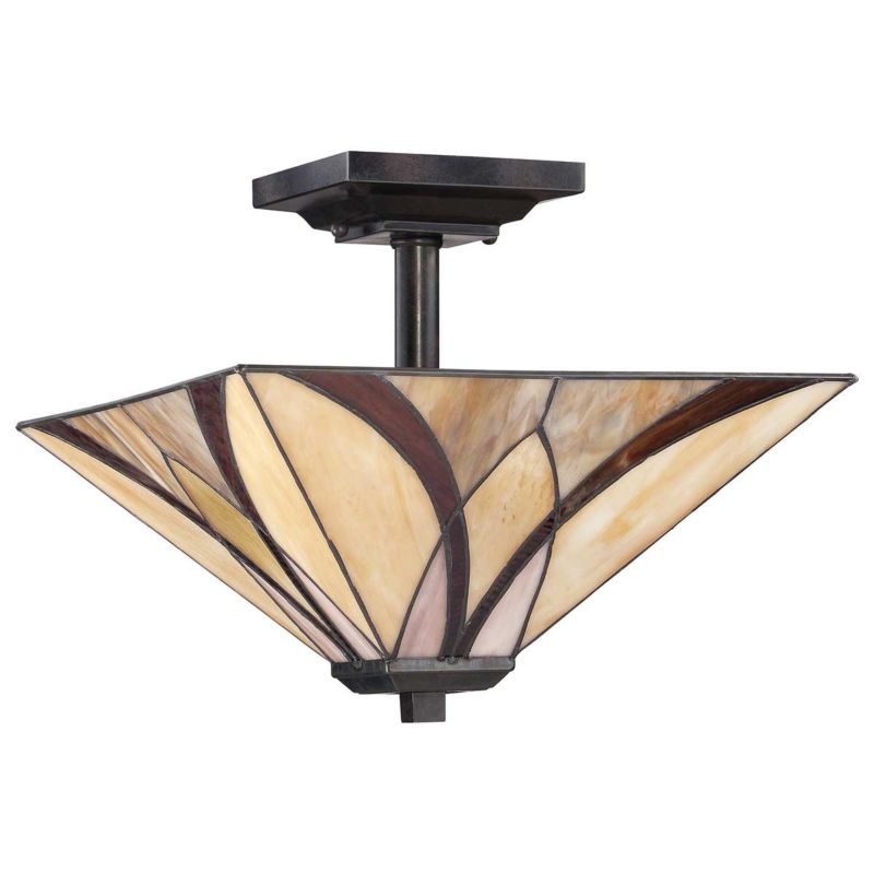 Lampa sufitowa wisząca Quoizel Asheville 3512 ciemny brąz witrażowa 2xE27 x 1 szt.