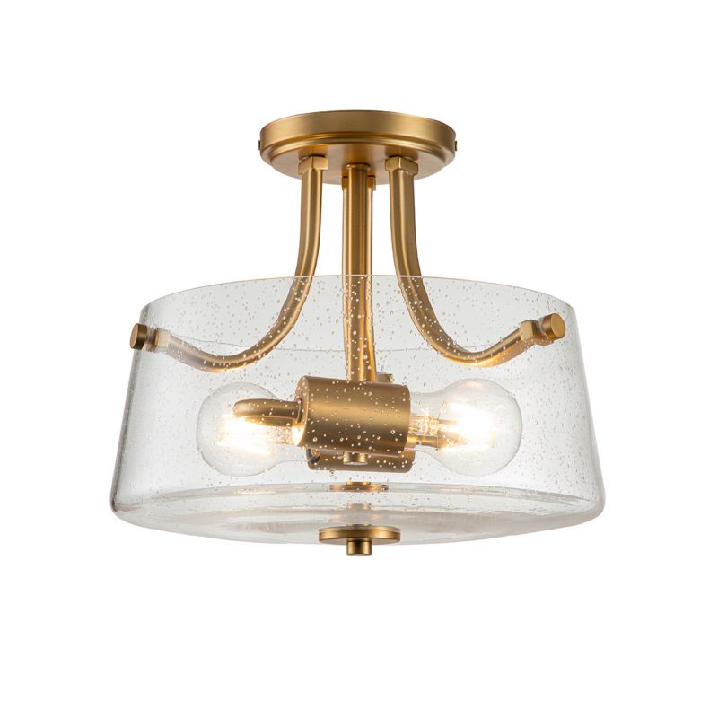 Lampa sufitowa wisząca Quoizel Hollister szczotkowany mosiądz wym: 26,8 x 31,3 x 31,3 cm 2xE27 x  1 szt.