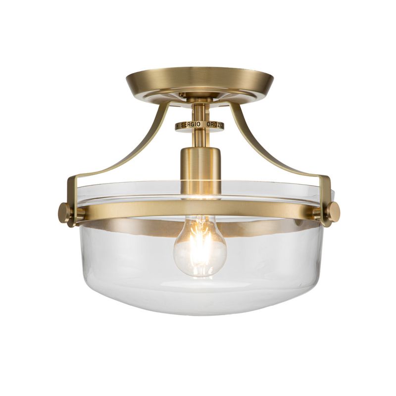 Lampa sufitowa wisząca Quoizel Penn Station szczotkowany mosiądz wym: 26,7 x 33 x 33 cm 1xE27 x  1 szt.