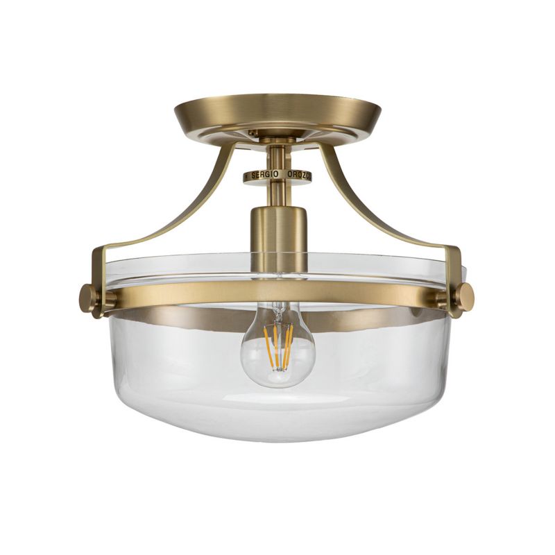 Lampa sufitowa wisząca Quoizel Penn Station szczotkowany mosiądz wym: 26,7 x 33 x 33 cm 1xE27 x  1 szt.