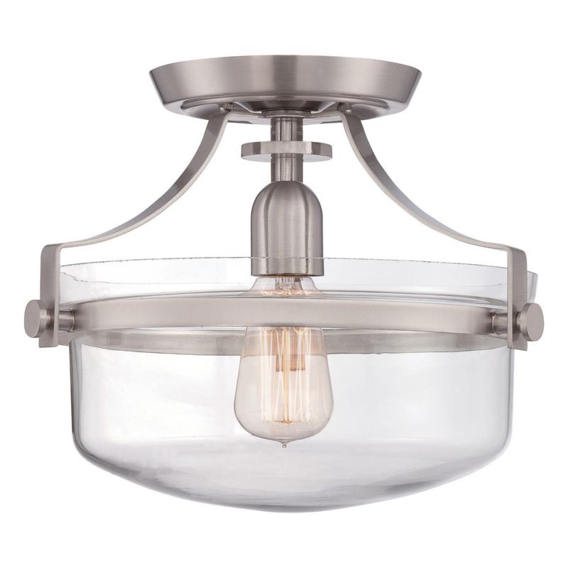 Lampa sufitowa wisząca Quoizel Penn Station szczotkowany nikiel wym: 26,7 x 33 x 33 cm 1xE27 x  1 szt.