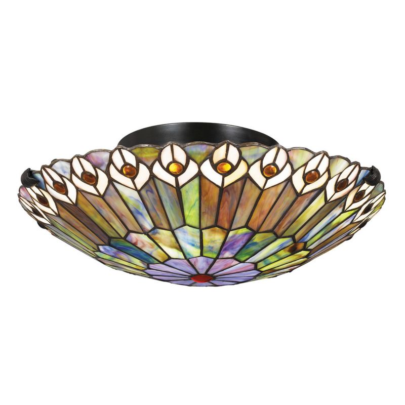 Lampa sufitowa wisząca Quoizel Watkins 5916 valiant brązowo-multikolor Tiffany 2xE27 x 1 szt.