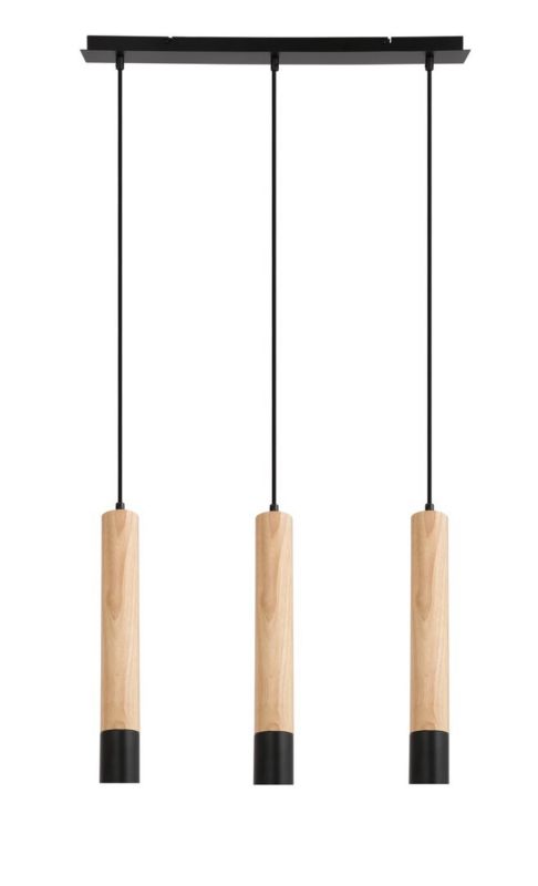 Lampa sufitowa wisząca Rabalux Braulia buk czarna wym: 100 x 61 x 5,5 cm 3xGU10 x  1 szt.