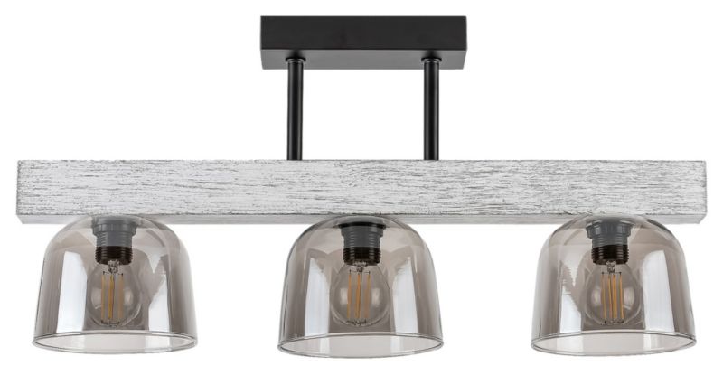 Lampa sufitowa wisząca Rabalux Cardamom szary dąb-szkło dymne wym: 24 x 50 x 12 cm 3xE14 x  1 szt.