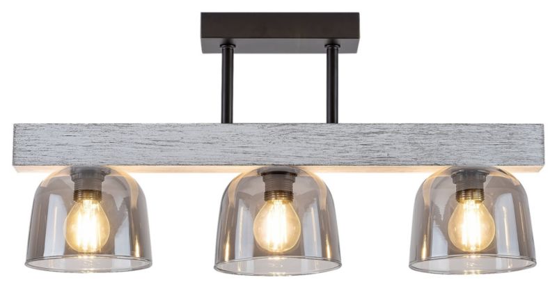 Lampa sufitowa wisząca Rabalux Cardamom szary dąb-szkło dymne wym: 24 x 50 x 12 cm 3xE14 x  1 szt.