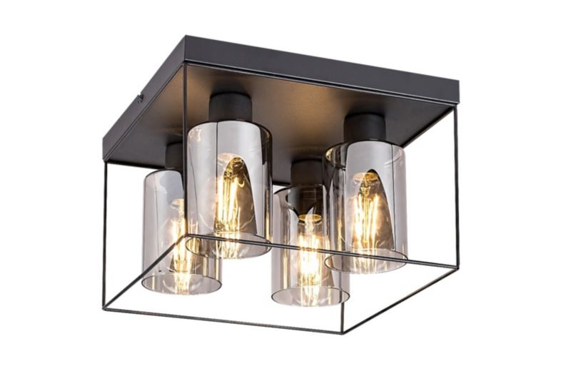 Lampa sufitowa wisząca Rabalux Chadwick czarna-kolor dymny wym: 20 x 30 x 30 cm 4xE27 x  1 szt.