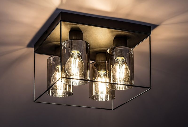 Lampa sufitowa wisząca Rabalux Chadwick czarna-kolor dymny wym: 20 x 30 x 30 cm 4xE27 x  1 szt.