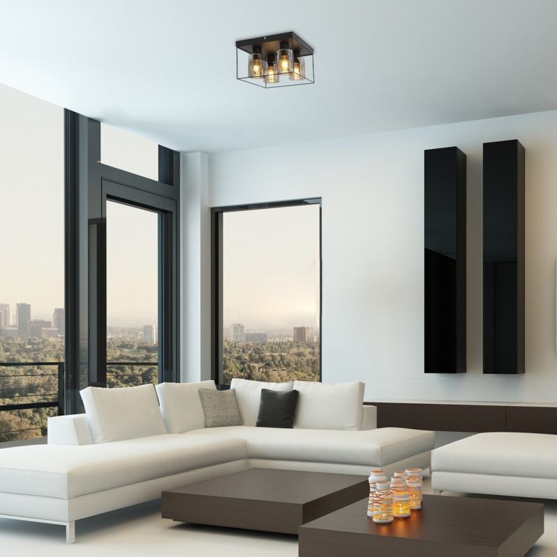 Lampa sufitowa wisząca Rabalux Chadwick czarna-kolor dymny wym: 20 x 30 x 30 cm 4xE27 x  1 szt.