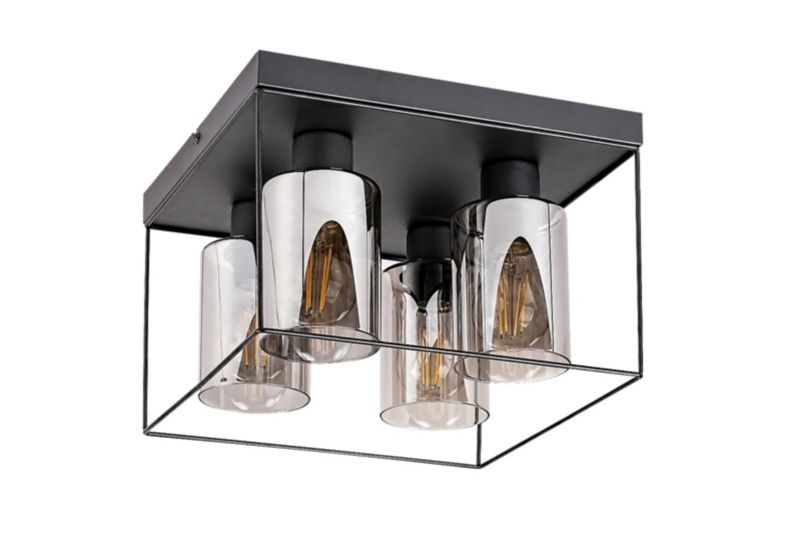 Lampa sufitowa wisząca Rabalux Chadwick czarna-kolor dymny wym: 20 x 30 x 30 cm 4xE27 x  1 szt.