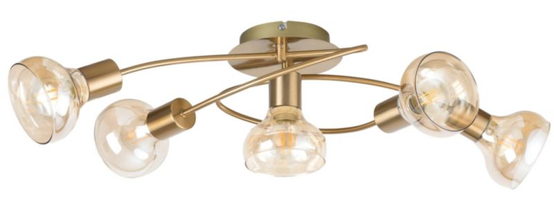 Lampa sufitowa wisząca Rabalux Holly złoto antyczny-bursztynowy wym: 18 x 68 x 30 cm 5xE14 x  1 szt.