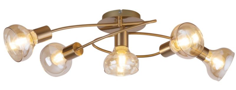 Lampa sufitowa wisząca Rabalux Holly złoto antyczny-bursztynowy wym: 18 x 68 x 30 cm 5xE14 x  1 szt.