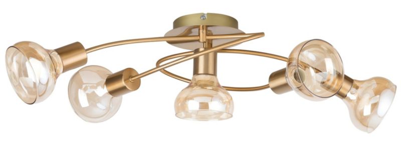 Lampa sufitowa wisząca Rabalux Holly złoto antyczny-bursztynowy wym: 18 x 68 x 30 cm 5xE14 x  1 szt.