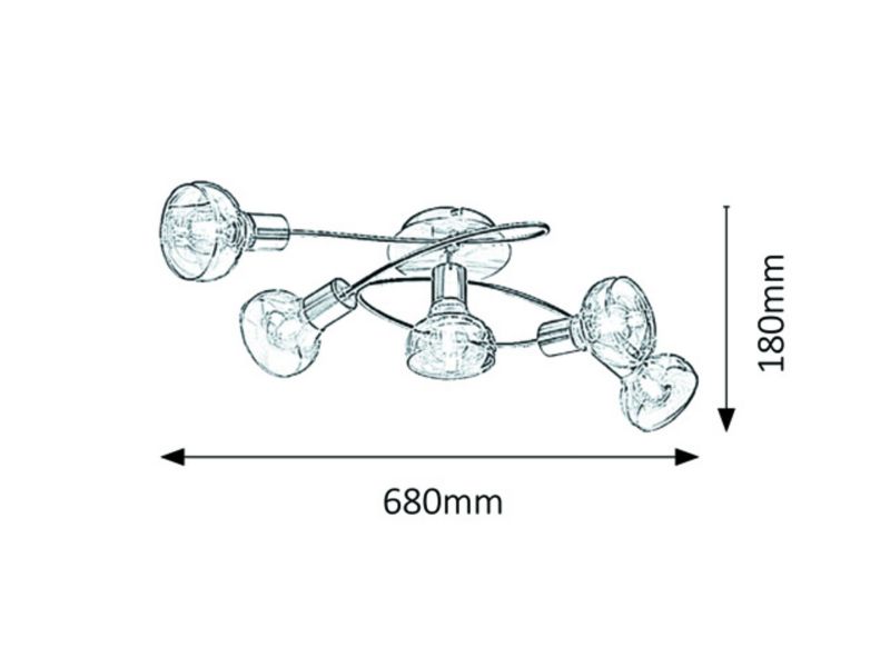 Lampa sufitowa wisząca Rabalux Holly złoto antyczny-bursztynowy wym: 18 x 68 x 30 cm 5xE14 x  1 szt.