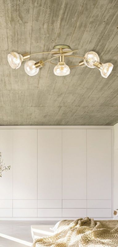 Lampa sufitowa wisząca Rabalux Holly złoto antyczny-bursztynowy wym: 18 x 68 x 30 cm 5xE14 x  1 szt.