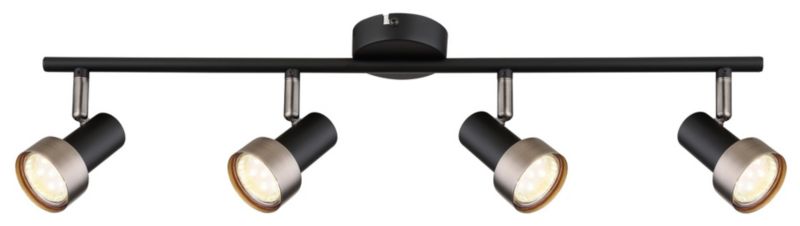 Lampa sufitowa wisząca Rabalux Konrad czarny matowa-srebrna wym: 12,5 x 60 x 5,5 cm 4xGU10 x  1 szt.