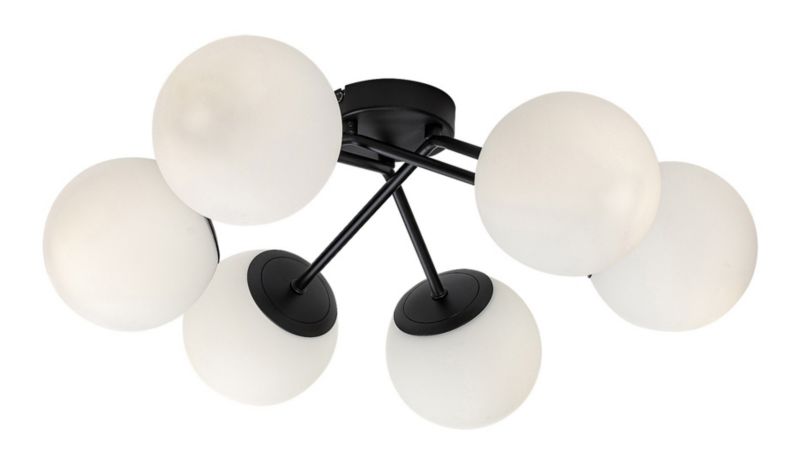 Lampa sufitowa wisząca Rabalux Meduza czarny matowa-biała wym: 18,5 x 55 cm 6xE14 x  1 szt.