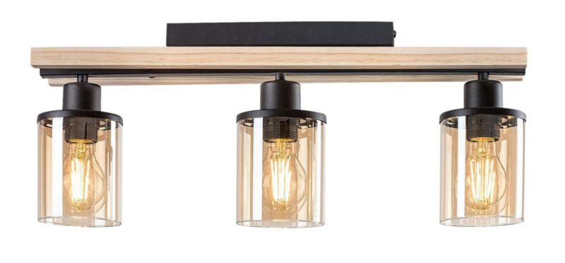 Lampa sufitowa wisząca Rabalux Niylah czarno-bursztynowy wym: 21,5 x 55 x 9,5 cm 3xE27 x  1 szt.