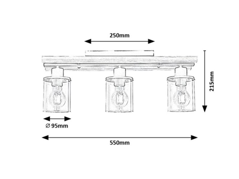 Lampa sufitowa wisząca Rabalux Niylah czarno-bursztynowy wym: 21,5 x 55 x 9,5 cm 3xE27 x  1 szt.