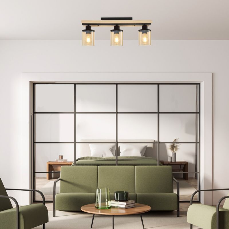 Lampa sufitowa wisząca Rabalux Niylah czarno-bursztynowy wym: 21,5 x 55 x 9,5 cm 3xE27 x  1 szt.