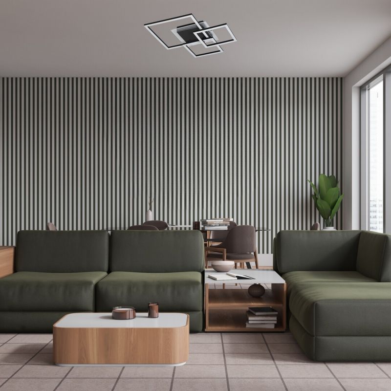 Lampa sufitowa wisząca Rabalux Ottavia 3713 czarno-biała dekoracyjna wbudowany LED 40W 1 szt.