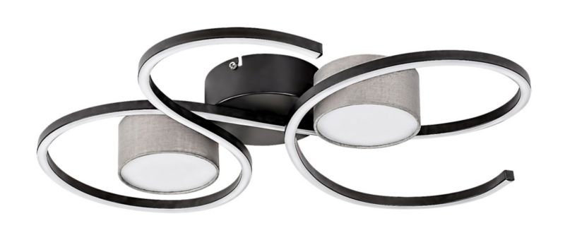 Lampa sufitowa wisząca Rabalux Shiena czarny matowa-popielaty wym: 10 x 60 x 54 cm wbudowany LED 38W 1 szt.