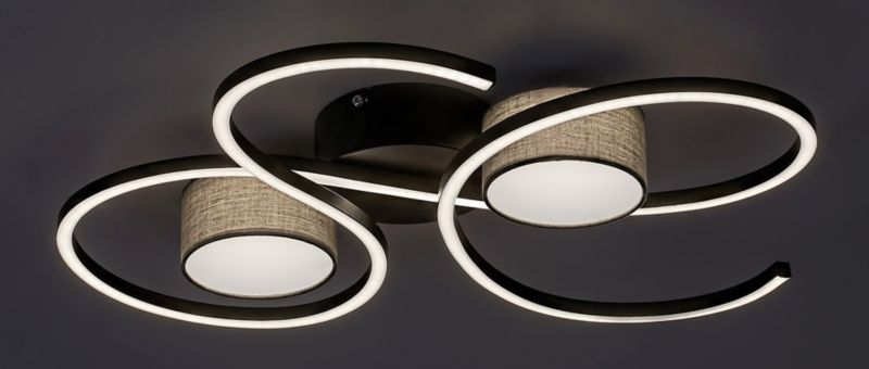 Lampa sufitowa wisząca Rabalux Shiena czarny matowa-popielaty wym: 10 x 60 x 54 cm wbudowany LED 38W 1 szt.