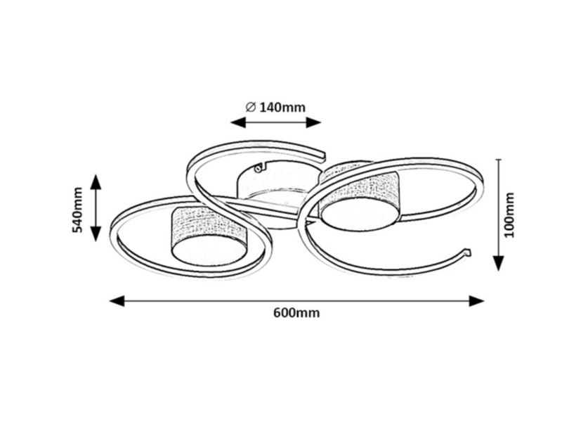 Lampa sufitowa wisząca Rabalux Shiena czarny matowa-popielaty wym: 10 x 60 x 54 cm wbudowany LED 38W 1 szt.