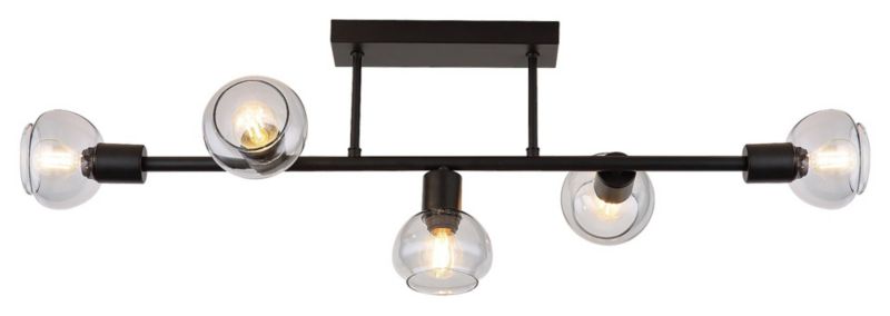 Lampa sufitowa wisząca Rabalux Sullivan czarna-szkło dymne wym: 27 x 83 x 25,5 cm 5xE14 x  1 szt.