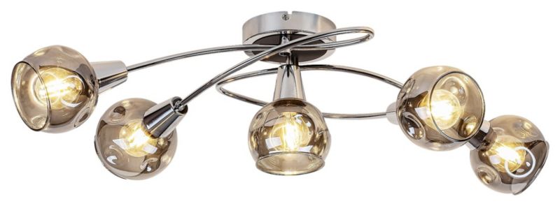 Lampa sufitowa wisząca Rabalux Tamara chromowana szkło dymne wym: 17 x 65 x 25 cm 5xE14 x  1 szt.