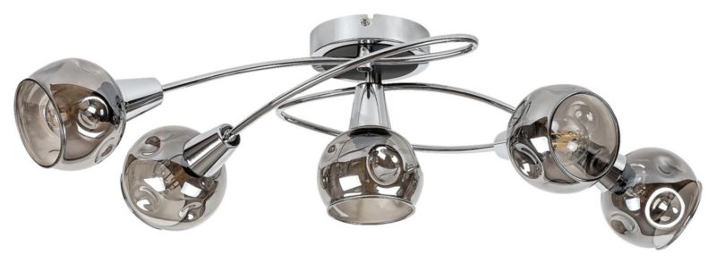 Lampa sufitowa wisząca Rabalux Tamara chromowana szkło dymne wym: 17 x 65 x 25 cm 5xE14 x  1 szt.
