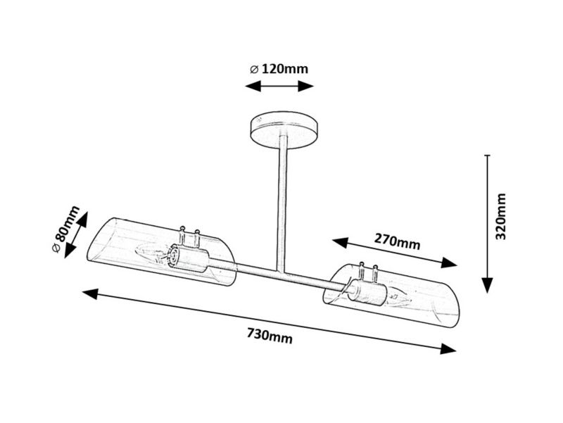 Lampa sufitowa wisząca Rabalux Teodoro czarno-przezroczysty wym: 32 x 73 x 12 cm 2xE14 x  1 szt.
