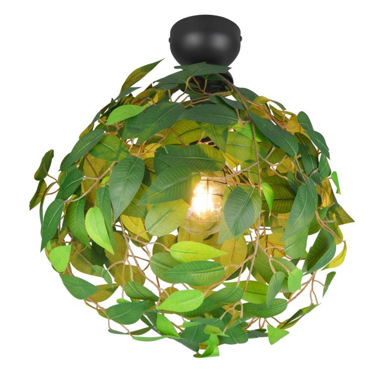 Lampa sufitowa wisząca RL Leavy zielono-czarna wym: 58 x 38 x 38 cm 1xE27 x  1 szt.
