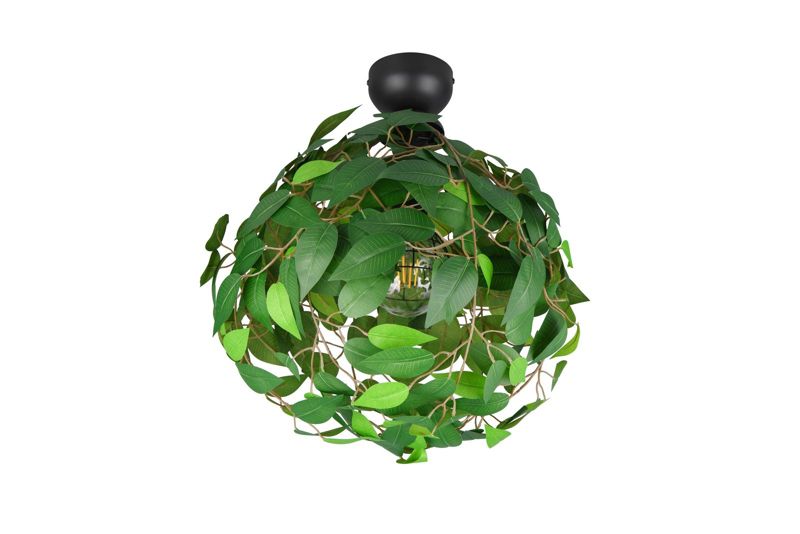 Lampa sufitowa wisząca RL Leavy zielono-czarna wym: 58 x 38 x 38 cm 1xE27 x  1 szt.