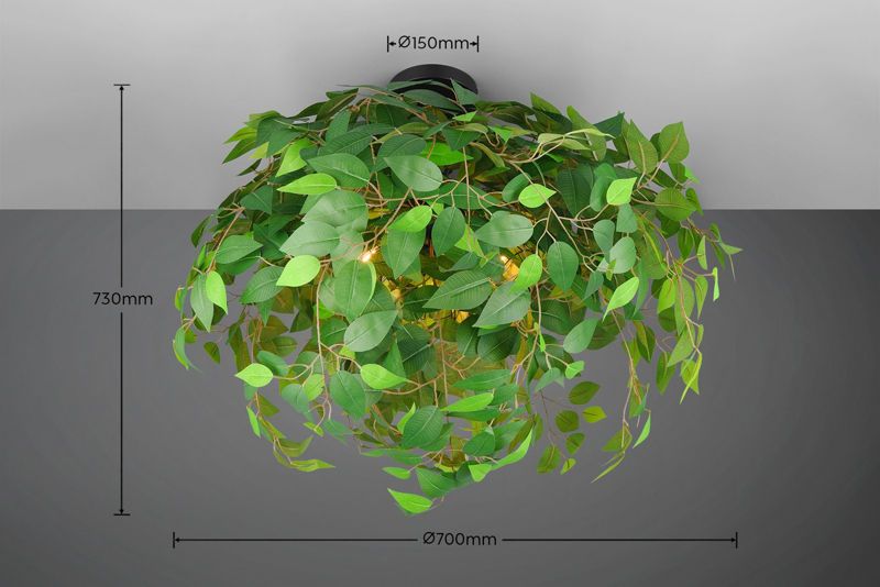 Lampa sufitowa wisząca RL Leavy zielono-czarna wym: 73 x 70 x 70 cm 3xE14 x  1 szt.