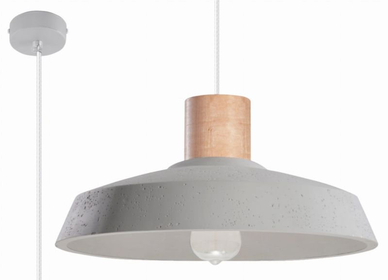 Lampa sufitowa wisząca Sollux Lighting Afra 7812 szaro-jasne drewno szerokość 40 cm 1xE27 x 60W 1 szt.