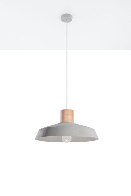 Lampa sufitowa wisząca Sollux Lighting Afra 7812 szaro-jasne drewno szerokość 40 cm 1xE27 x 60W 1 szt.