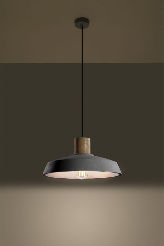 Lampa sufitowa wisząca Sollux Lighting Afra 7812 szaro-jasne drewno szerokość 40 cm 1xE27 x 60W 1 szt.