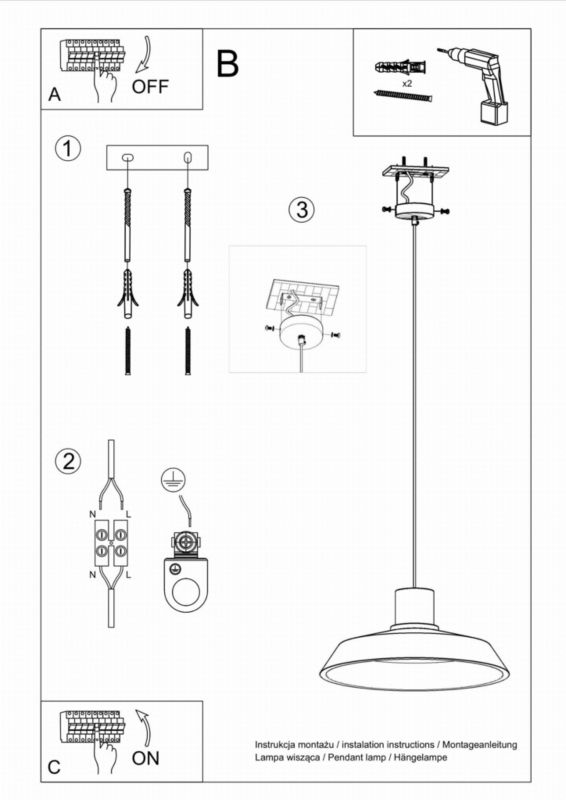 Lampa sufitowa wisząca Sollux Lighting Afra 7812 szaro-jasne drewno szerokość 40 cm 1xE27 x 60W 1 szt.