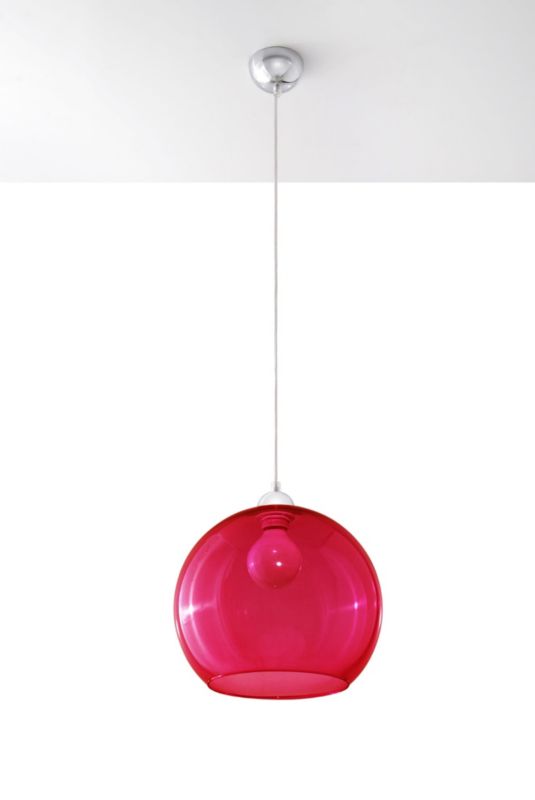 Lampa sufitowa wisząca Sollux Lighting Ball 7522 chromowana-czerwona szerokość 30 cm 1xE27 x 60W 1 szt.