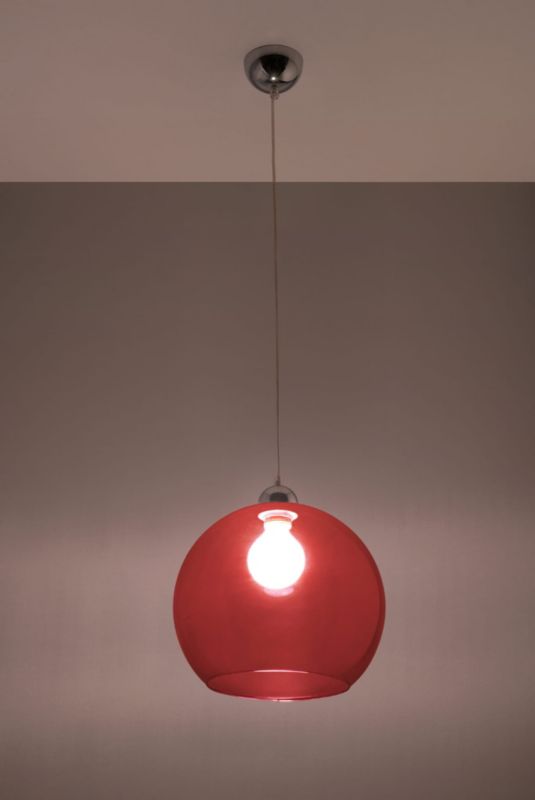 Lampa sufitowa wisząca Sollux Lighting Ball 7522 chromowana-czerwona szerokość 30 cm 1xE27 x 60W 1 szt.