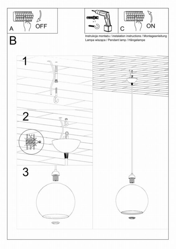 Lampa sufitowa wisząca Sollux Lighting Ball 7522 chromowana-czerwona szerokość 30 cm 1xE27 x 60W 1 szt.