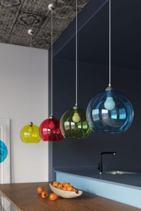 Lampa sufitowa wisząca Sollux Lighting Ball 7522 chromowana-czerwona szerokość 30 cm 1xE27 x 60W 1 szt.